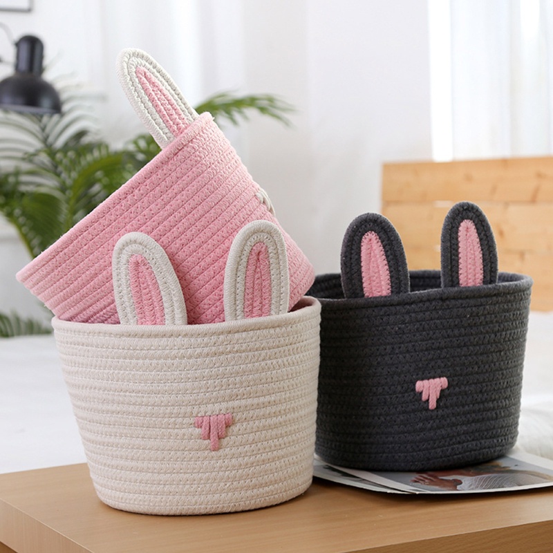 Giỏ Vải Cotton Đựng Đồ Chơi / Kẹo / Đồ Ăn Vặt Đa Năng Họa Tiết Thỏ Phục Sinh Hoạt Hình Dành Cho Trẻ