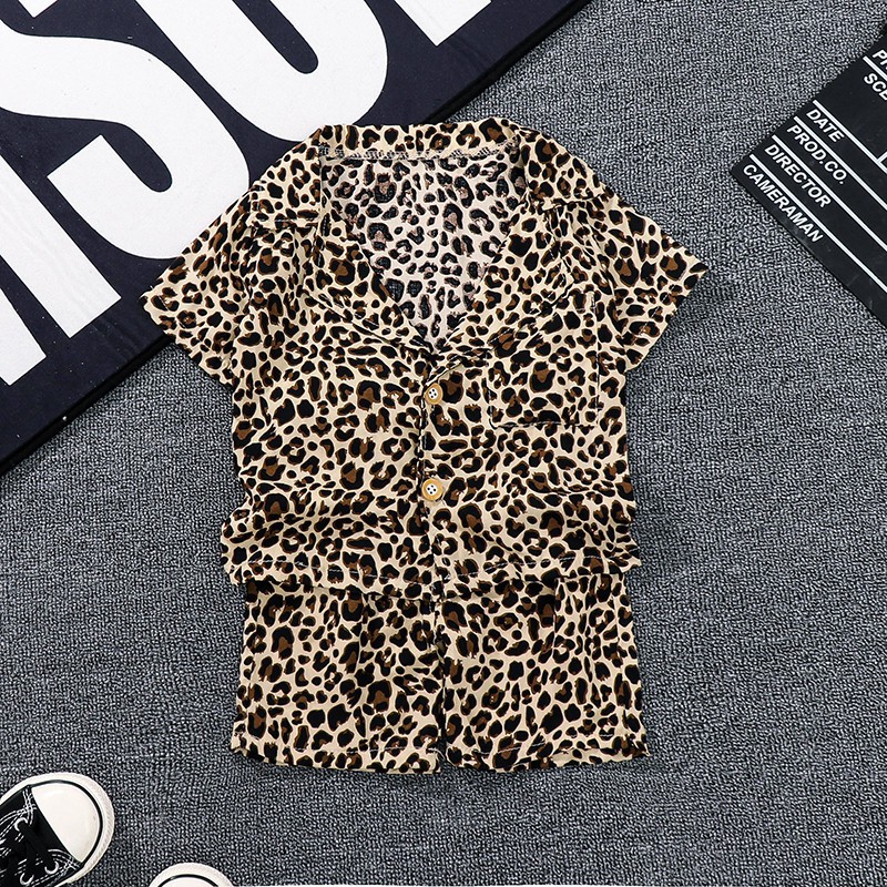 Set Đồ Mùa Hè 2 Món Bằng Cotton In Họa Tiết Da Báo Thời Trang Cho Bé Trai Sơ Sinh