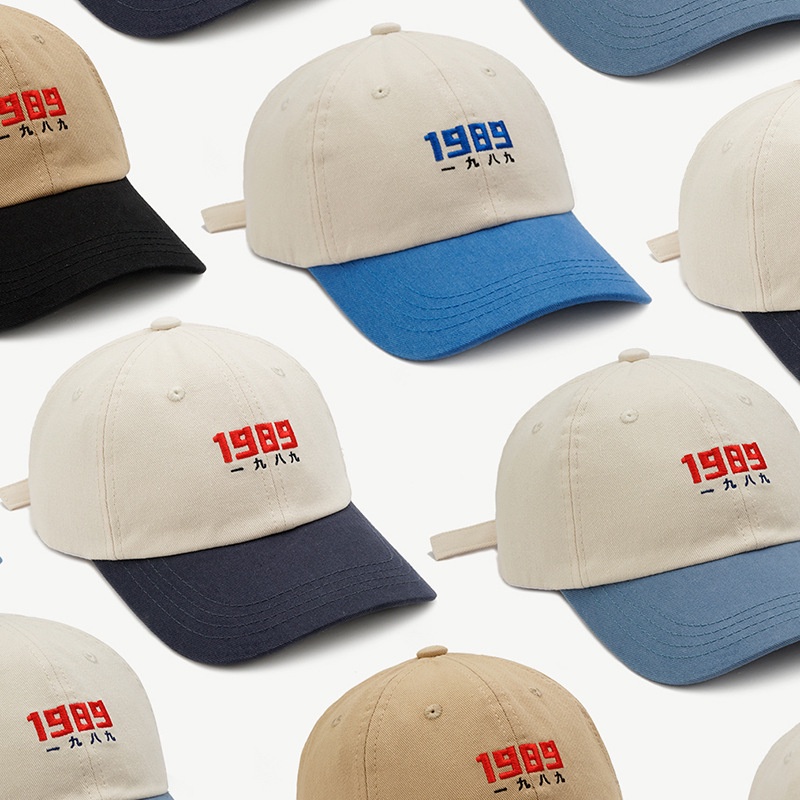 Mũ bóng chày LINJW bằng cotton thêu chữ số 1989 phong cách Hàn Quốc 2021