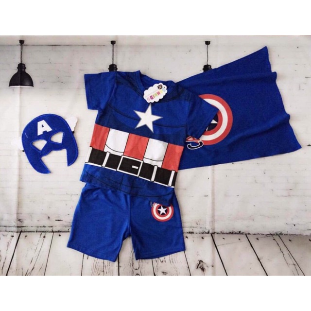 Bộ đồ siêu anh hùng đội trưởng mỹ Captain 👩‍✈️ America Samkids B69 BabySunny shop