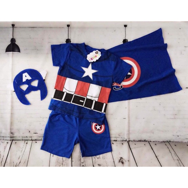 Bộ đồ siêu anh hùng đội trưởng mỹ Captain 👩‍✈️ America Samkids B69