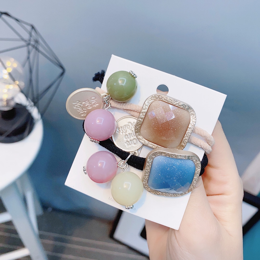 Dây Cột Tóc Đuôi Ngựa Đính Ngọc Lấp Lánh Thời Trang