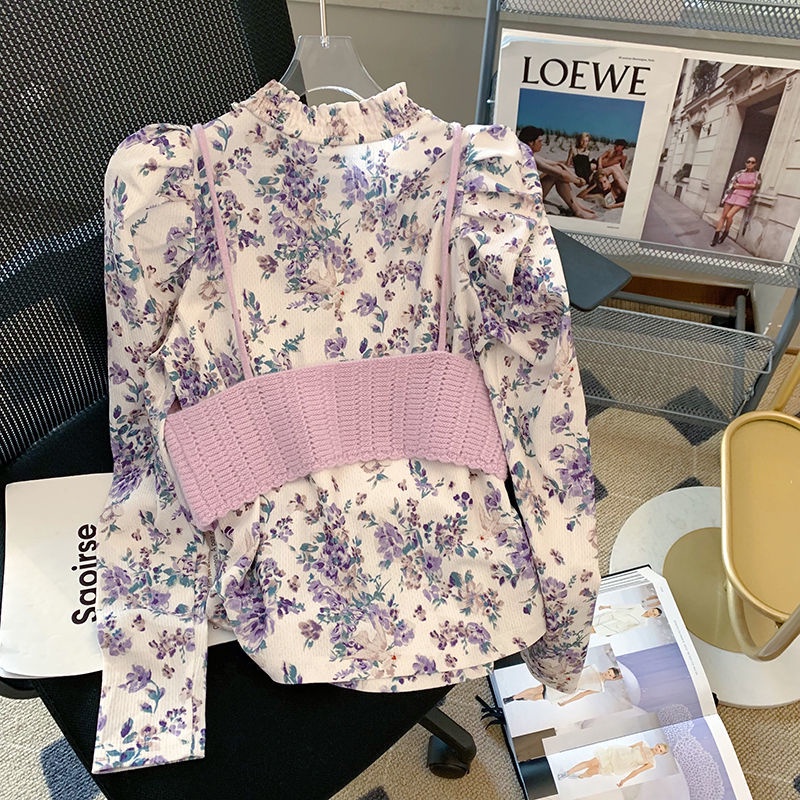 Set Áo Cổ Lọ + Áo Hai Dây Dệt Kim Thiết Kế Mới Thời Trang Mùa Xuân Dành Cho Nữ