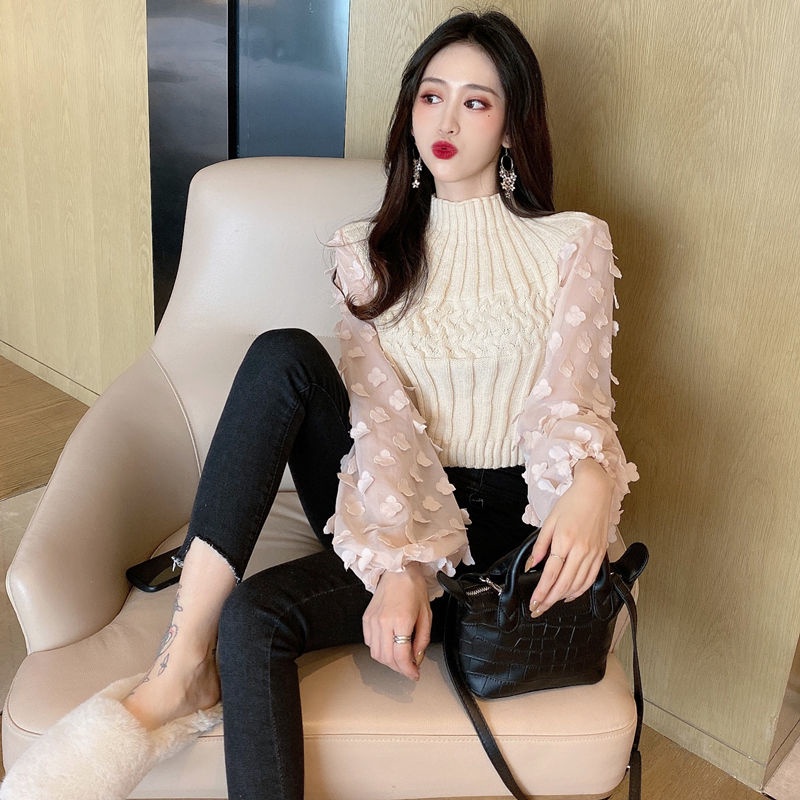 Áo Sweater Phối Ren Thiết Kế Mới Thời Trang Dành Cho Mùa Thu