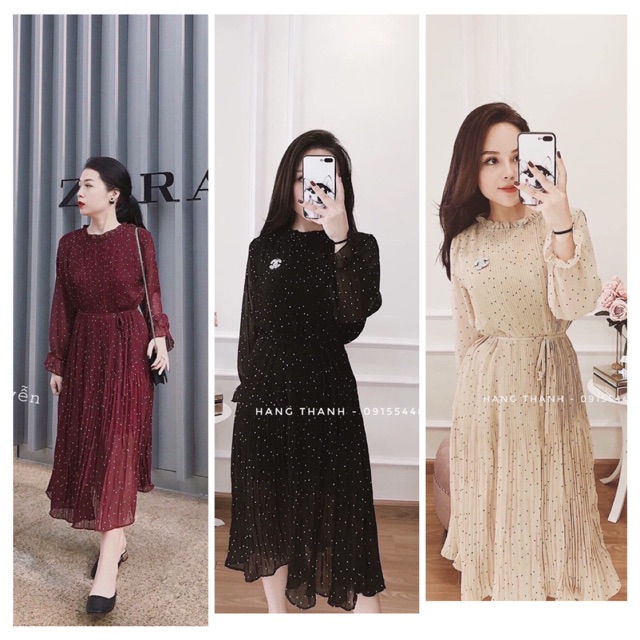 VÁY MAXI VOAN CHẤM BI 3 MÀU