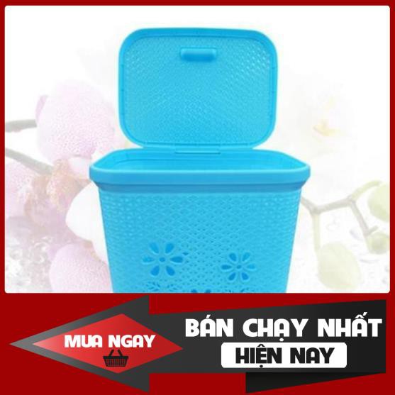 Giỏ đựng đồ có nắp hoa Việt Nhật - vật dụng sắp xếp đa năng-[LỚN]