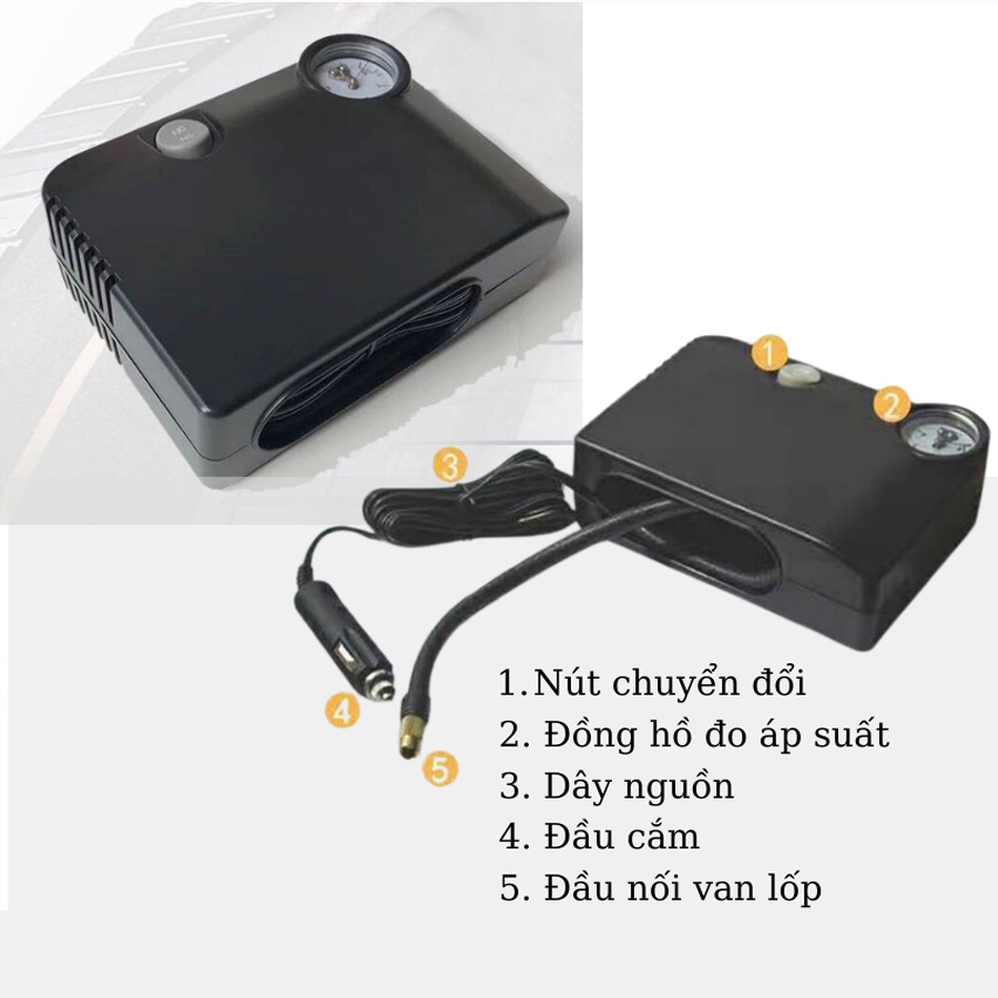 Bơm lốp ô tô Daihatsu hàng Nhật, máy bơm lốp ô tô mini 12v cắm tẩu tiện lợi bảo hành 1 năm