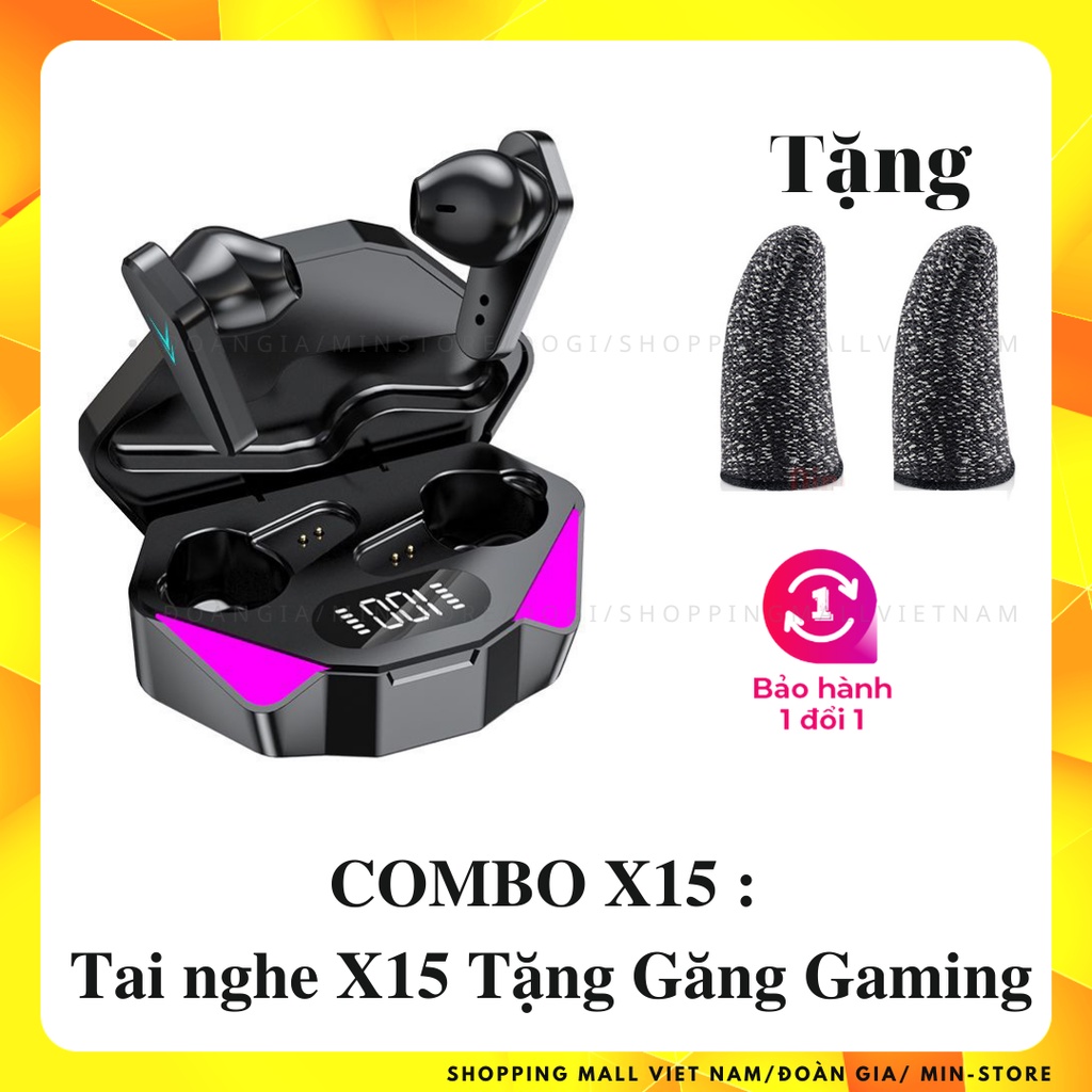 Tai nghe Bluetooth Gaming 5.1 kèm găng tay game cao cấp, tai nghe không dây X7 không trễ âm có chế độ kép