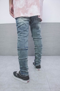 M1 stretch indigo zipper jeans