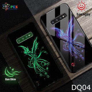 Ốp lưng Samsung Galaxy S10 Plus in 3D hình phượng da quang mặt kính cường lực
