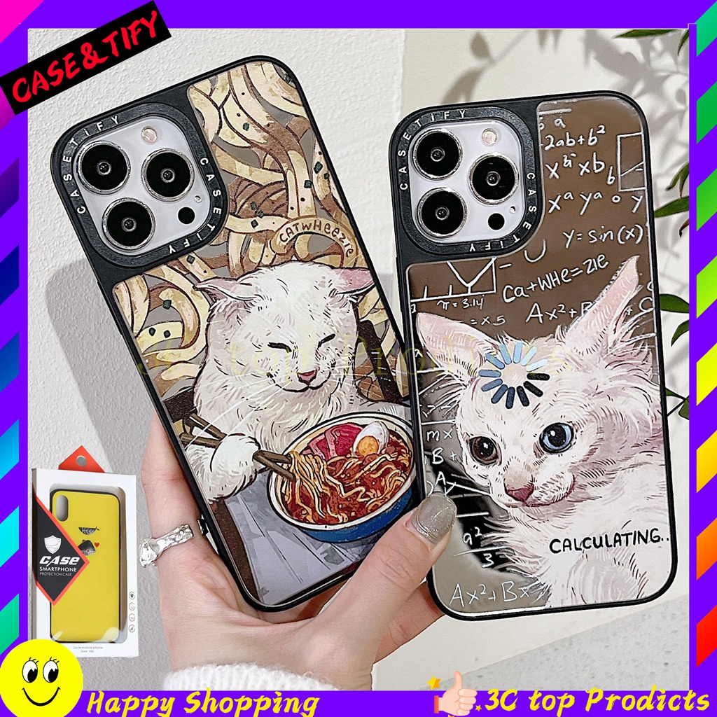 【Mirror CASETIFY】Ốp iPhone 13 12 11 pro max 6s 6 plus 7 plus 8 plus XR XS Max SE2020 13Pro 12pro 13promax 12promax 12mini 13mini 11pro Điện Thoại Cứng Kèm Gương Hình Mèo Cho