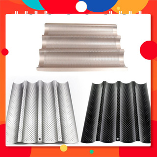 Khay thép carbon không dính dùng nướng bánh mì baguette 4 RÃNH
