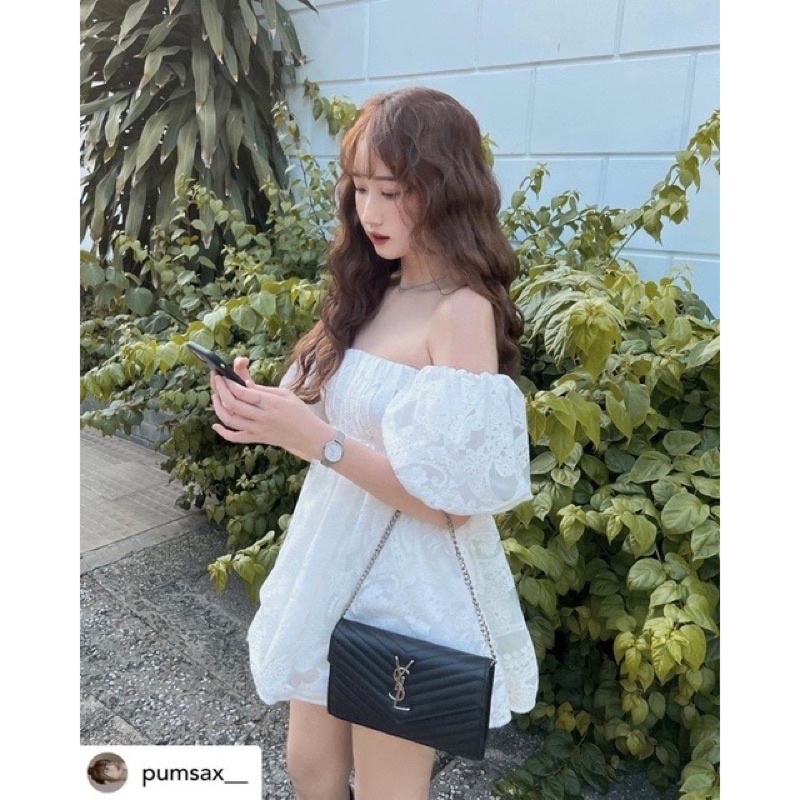 SET ÁO TRẮNG HOA REN TRỄ VAI DÁNG BABYDOLL KÈM QUẦN SHORT TACTA  SRHBQT
