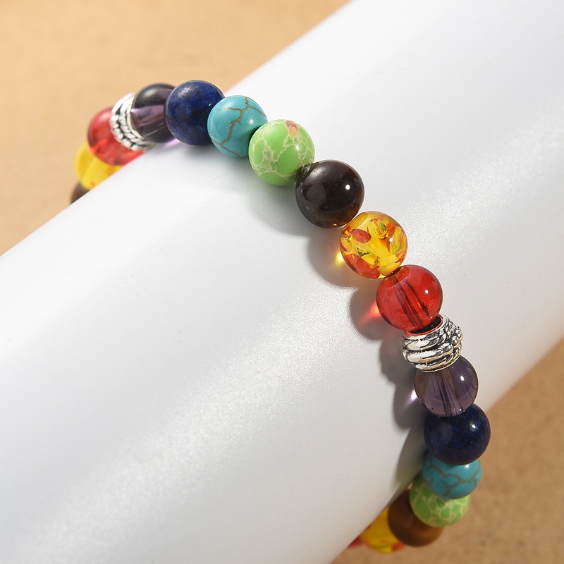 Vòng Tay Hạt Đá Núi Lửa Chakra 7 Luân Xa Có Thể Điều Chỉnh Kích Thước Giúp Giảm Căng Thẳng