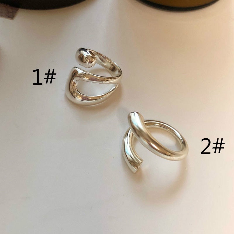 Nhẫn hở 191195 bằng kim loại họa tiết hình học phong cách Hàn Quốc đơn giản thường ngày dễ phối đồ cho cặp đôi