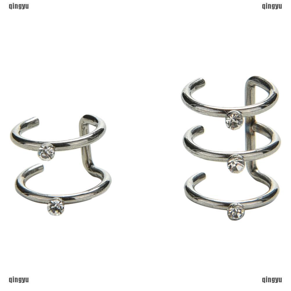 Bông Tai 2 / 3 Hàng Xoắn Bằng Bạc