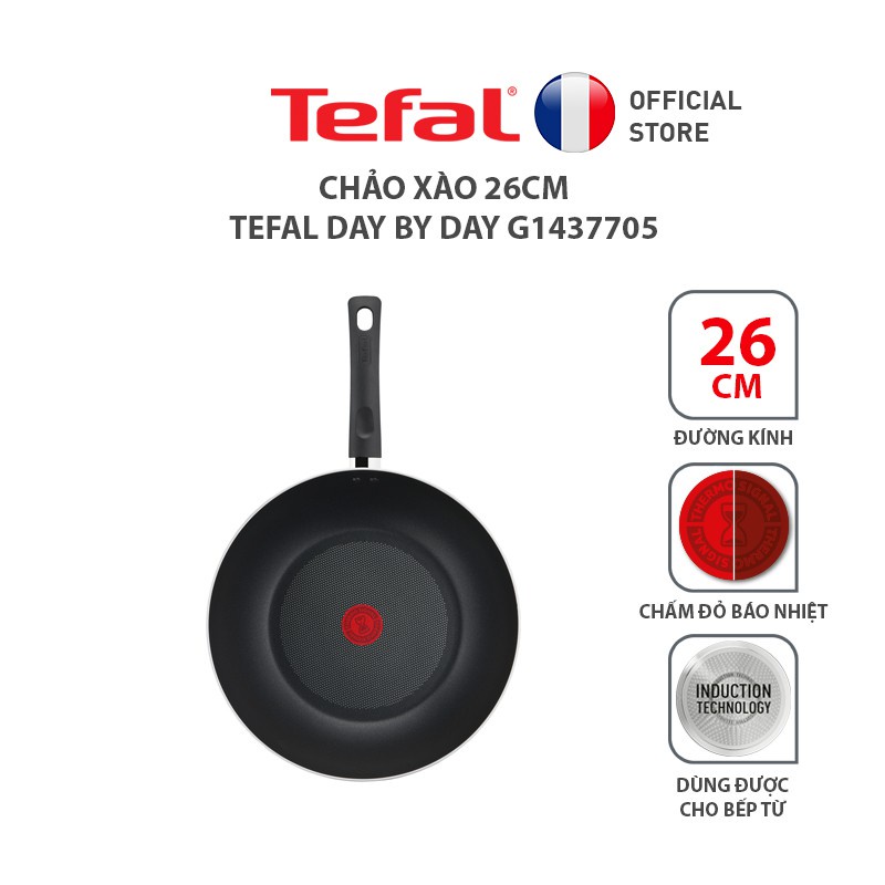 Combo Tefal Day By Day Nồi thân cao 22cm &amp; Chảo xào 26cm