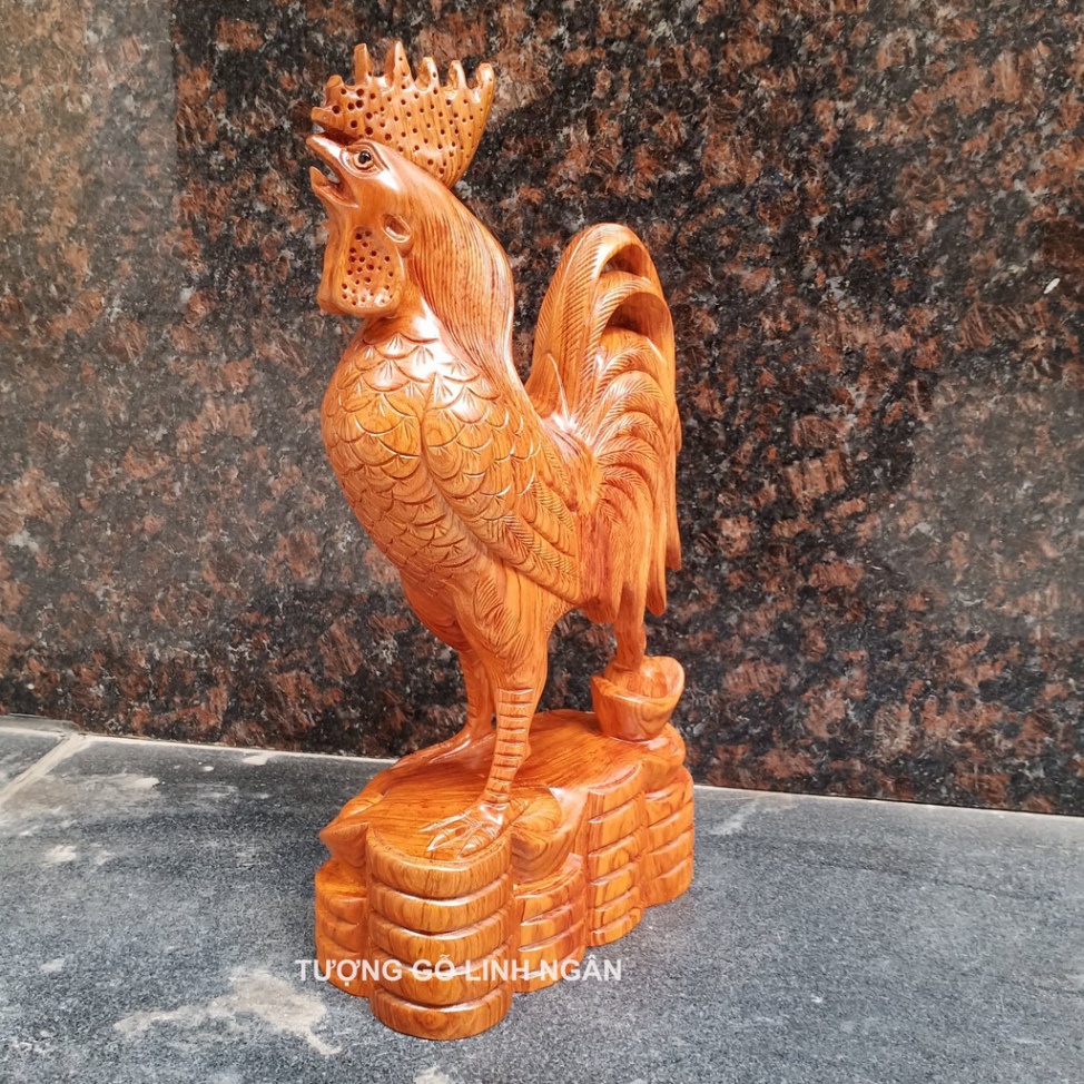 [GIA RE] Tượng gà gỗ hương (cao 40cm)