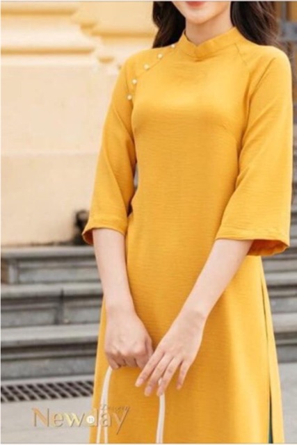 Set áo dài lụa kèm quần, mấn