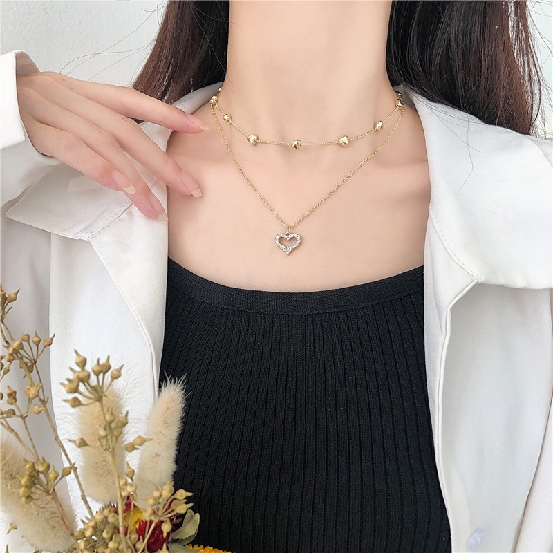 Vòng cổ RINHOO FRIENDSHIP nhiều lớp mạ vàng 14K phong cách Hàn Quốc thời trang cho nữ