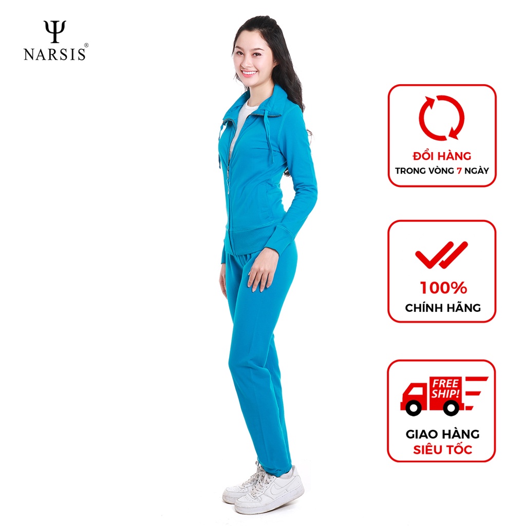 Bộ đồ thu đông nữ Narsis M7047 cotton da cá màu xanh