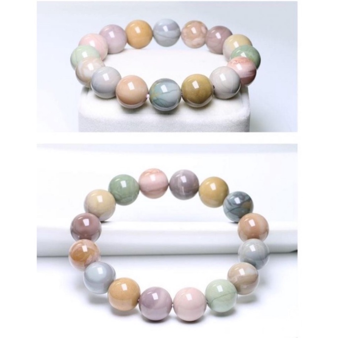Vòng Tay Hạt Đá Mã Não Màu Sắc Ngọc Bích Tự Nhiên Xinh Xắn