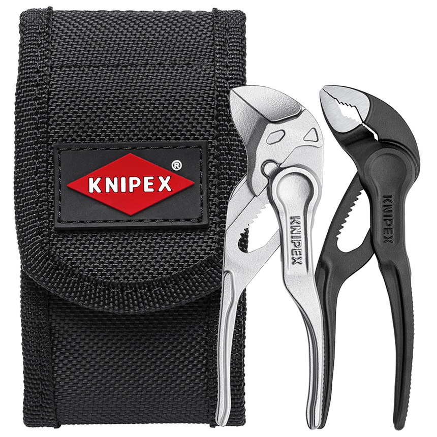 Kìm Nước Mỏ Quạ Knipex Cobra® XS 87 00 100, Kìm Mỏ Lết XS 86 04 100, Bộ Kìm 00 20 72 V04 XS, Túi Đeo Hông 00 19 72 XS LE
