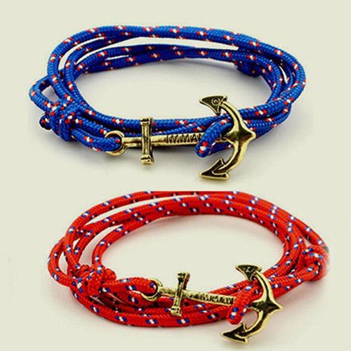 Vòng tay nhiều sợi mặt hình mỏ neo cho nam