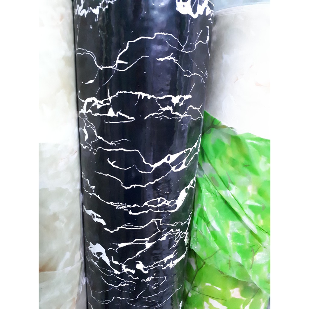 Decal dán tường đá hoa cương đen vân trắng lớn keo sẵn khổ 60cm