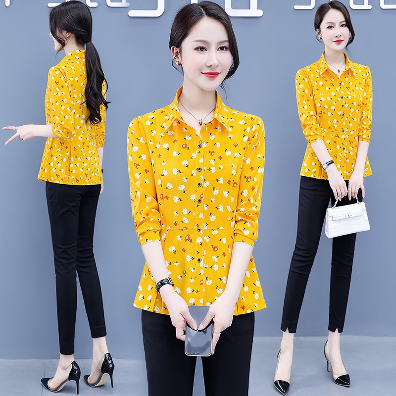 Áo Sơ Mi Tay Dài Dáng Ôm In Họa Tiết Kẻ Sọc Phong Cách Hàn Quốc Thời Trang Mùa Thu Mới Cho Nữ