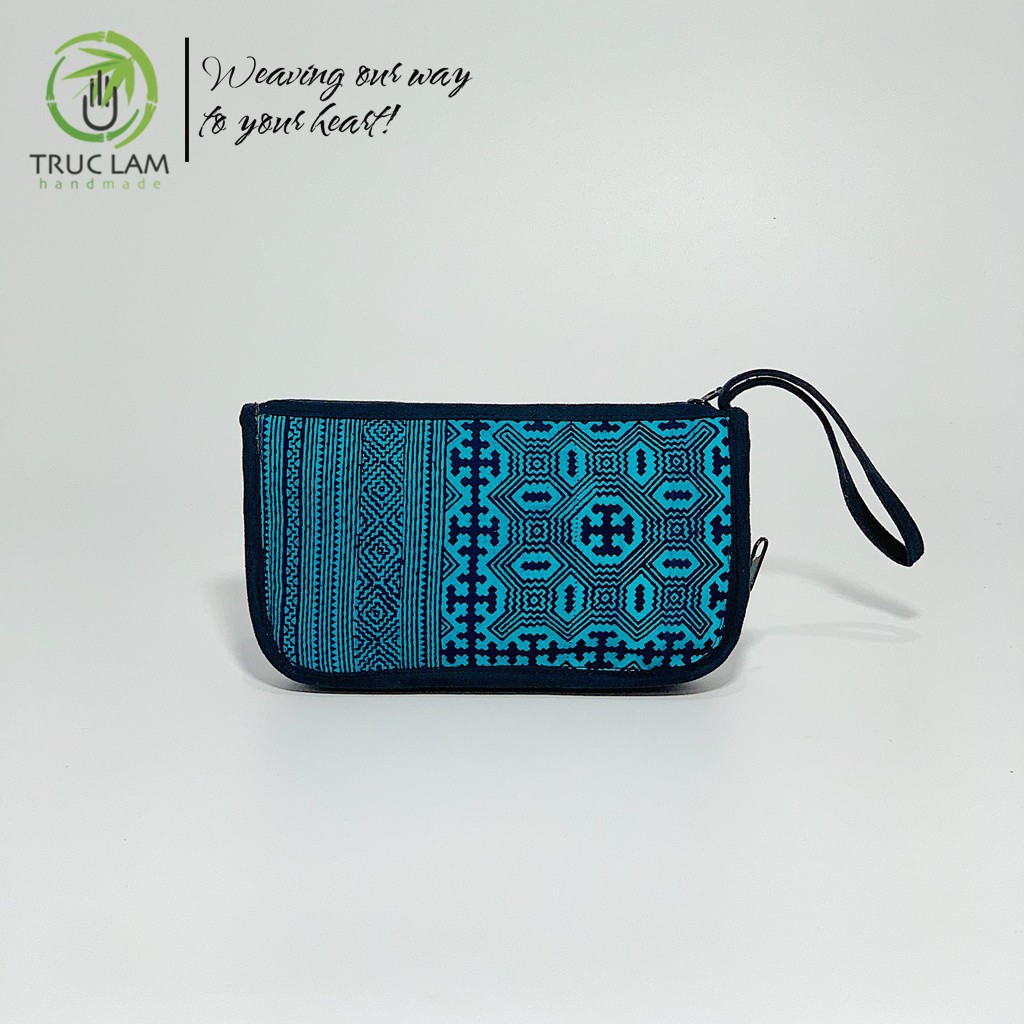 Ví Cầm Tay Nữ Vải Thổ Cẩm Họa Tiết Sáp Ong Vẽ Tay - Trúc Lâm Handmade