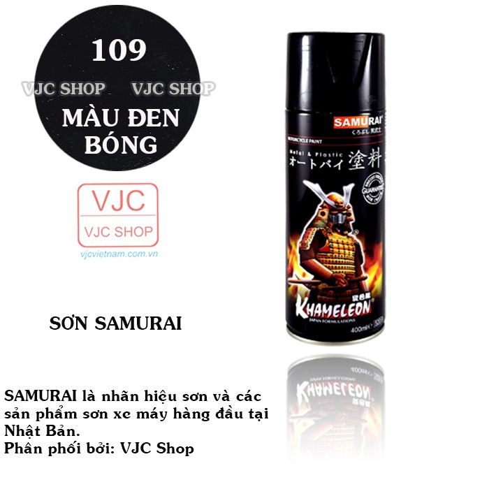 Chai sơn xịt sơn xe máy cao cấp SAMURAI màu đen bóng mã 109 dung tích 400 ml