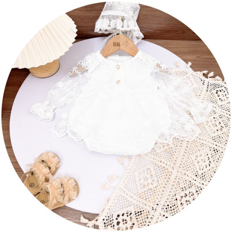 Đầm công chúa bé gái kèm chip đầy tháng thôi nôi tiểu thư ren mềm 5-12kg
