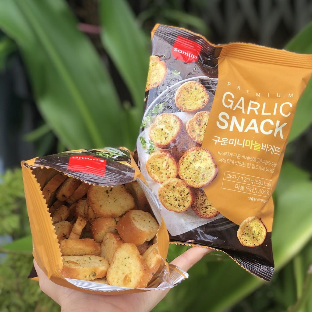 Bánh mì sấy bơ tỏi Garlic Snacks 120gr Samlip Hàn Quốc - Date T8/2022