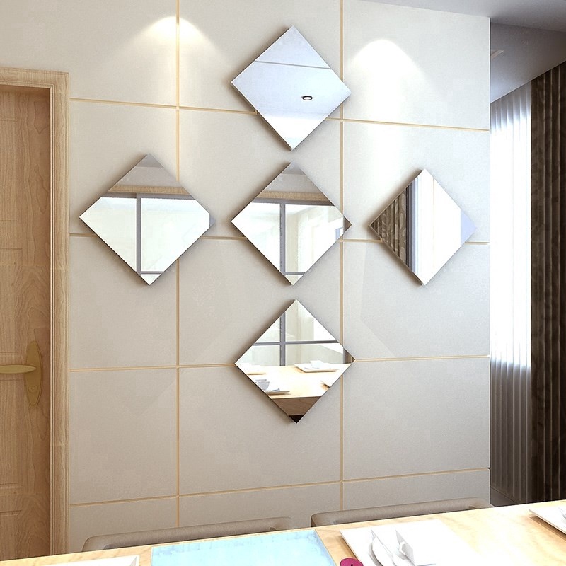 Bộ 9 Miếng Dán Tường Tráng Gương Hình Vuông Kích Thước 15cm * 15cm Dùng Trang Trí Phòng Khách / Phòng Ngủ