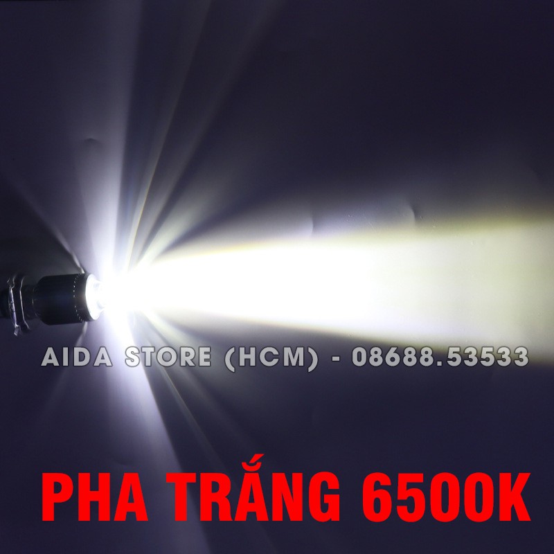 01 đèn pha led H4 bi cầu cắt sáng 2 màu cos vàng/trắng, pha trắng 18w - DC 12v