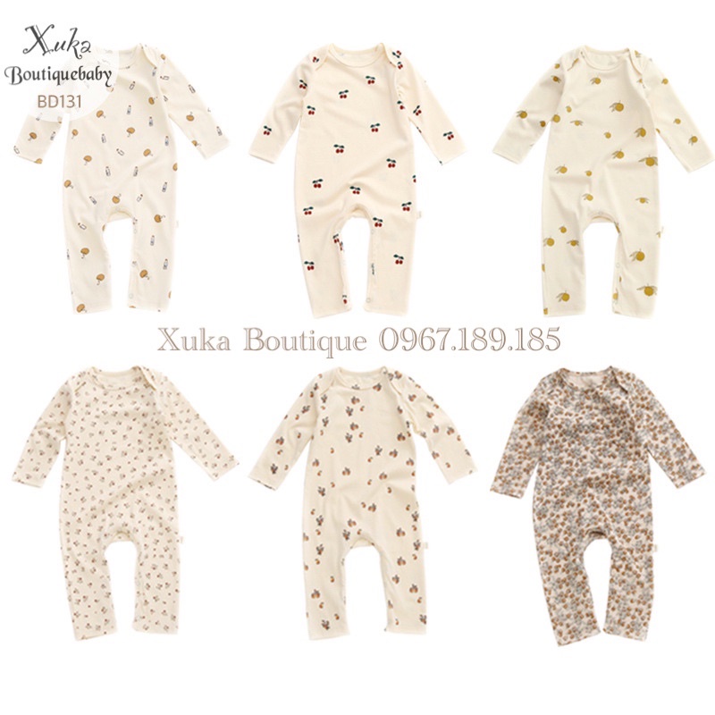 Bộ Body Cho Bé 0-2 Tuổi Style Hàn Quốc Cotton Tự Nhiên Dài Tay Thu Đông Hoạ Tiết Dễ Thương Cực Đẹp