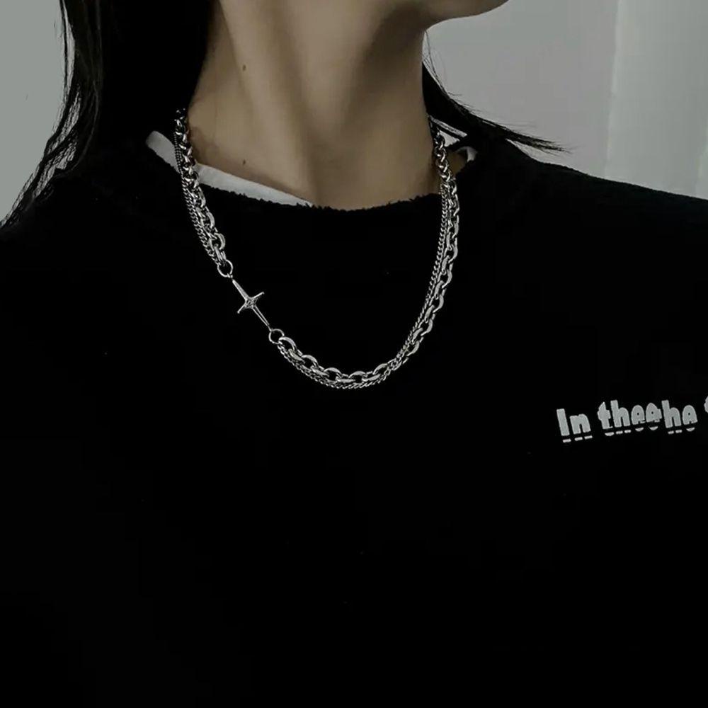 Vòng cổ Thép Titan Hai Lớp Phong Cách Hip Hop Đơn Giản Sáng Tạo Thời Trang Cho Cặp Đôi