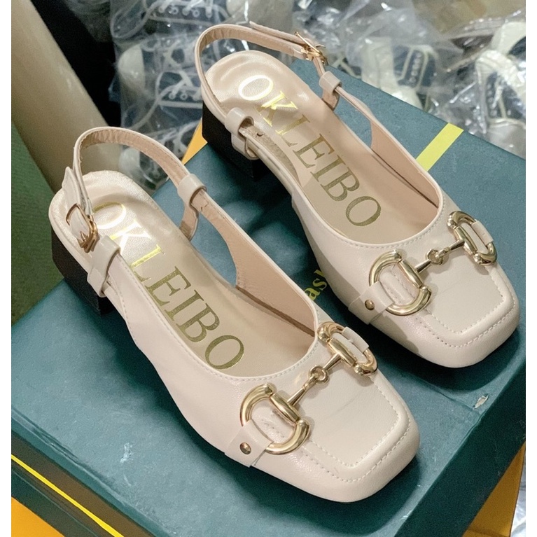 SANDAL KHUY XC 3P-Sandal bít mũi vuông khuy ngang gân mũi nổi