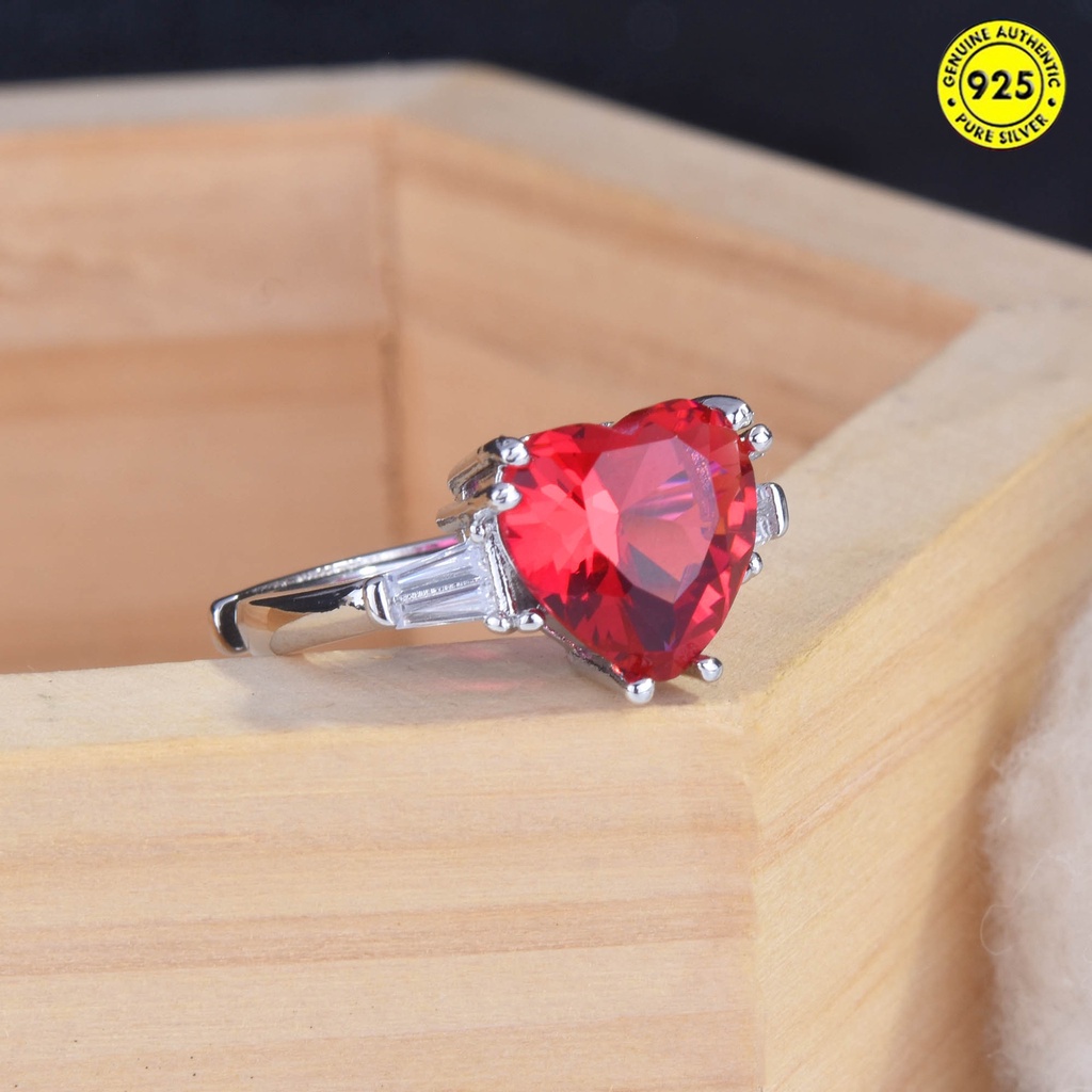 Nhẫn đeo tay hình trái tim đỏ và chim bồ câu phong cách Âu Mỹ