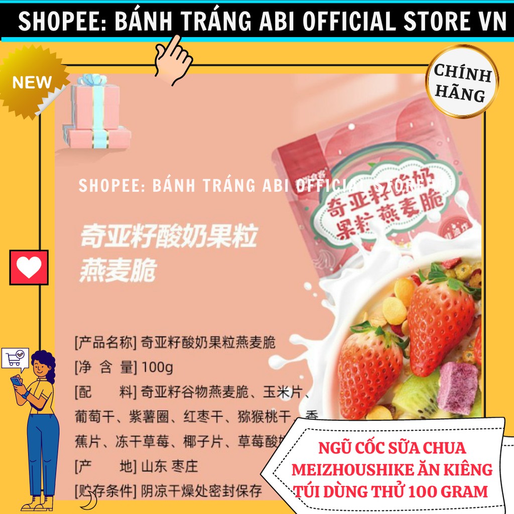 [GÓI DÙNG THỬ 100G] NGŨ CỐC YẾN MẠCH SỮA CHUA MEIZHOUSHIKE ĂN KIÊNG GIẢM-TĂNG CÂN