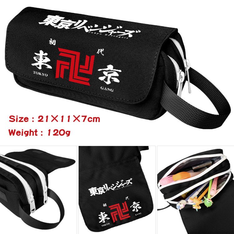 Hộp bút vải canvas in hình TOKYO REVENGERS anime chibi 12 mẫu khóa trắng đi học đựng đồ dùng học tập tiện lợi