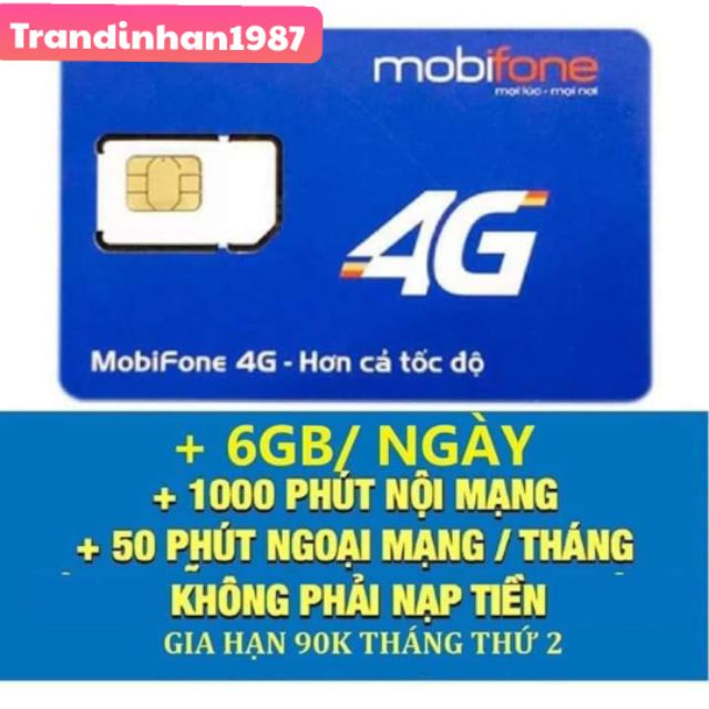 SIM 4G MOBI C90N 4GB/ NGÀY + 1000phút gọi nội mạng + 50 phút liên mạng