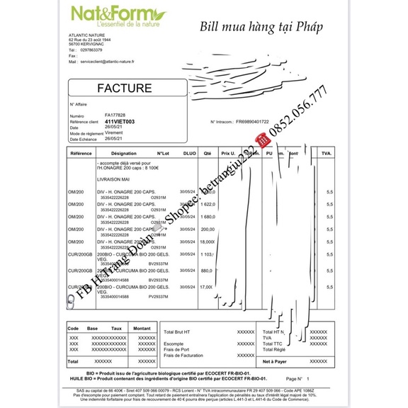 Tinh dầu hoa anh thảo Nat & Form Pháp 200 viên | Thế Giới Skin Care