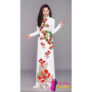 (HÀNG CÓ SẴN) 👫SALE 2 MẪU ÁO DÀI LUA TRẮNG HOA PHƯỢNG CHỈ 149K ÁO MAY SẴN