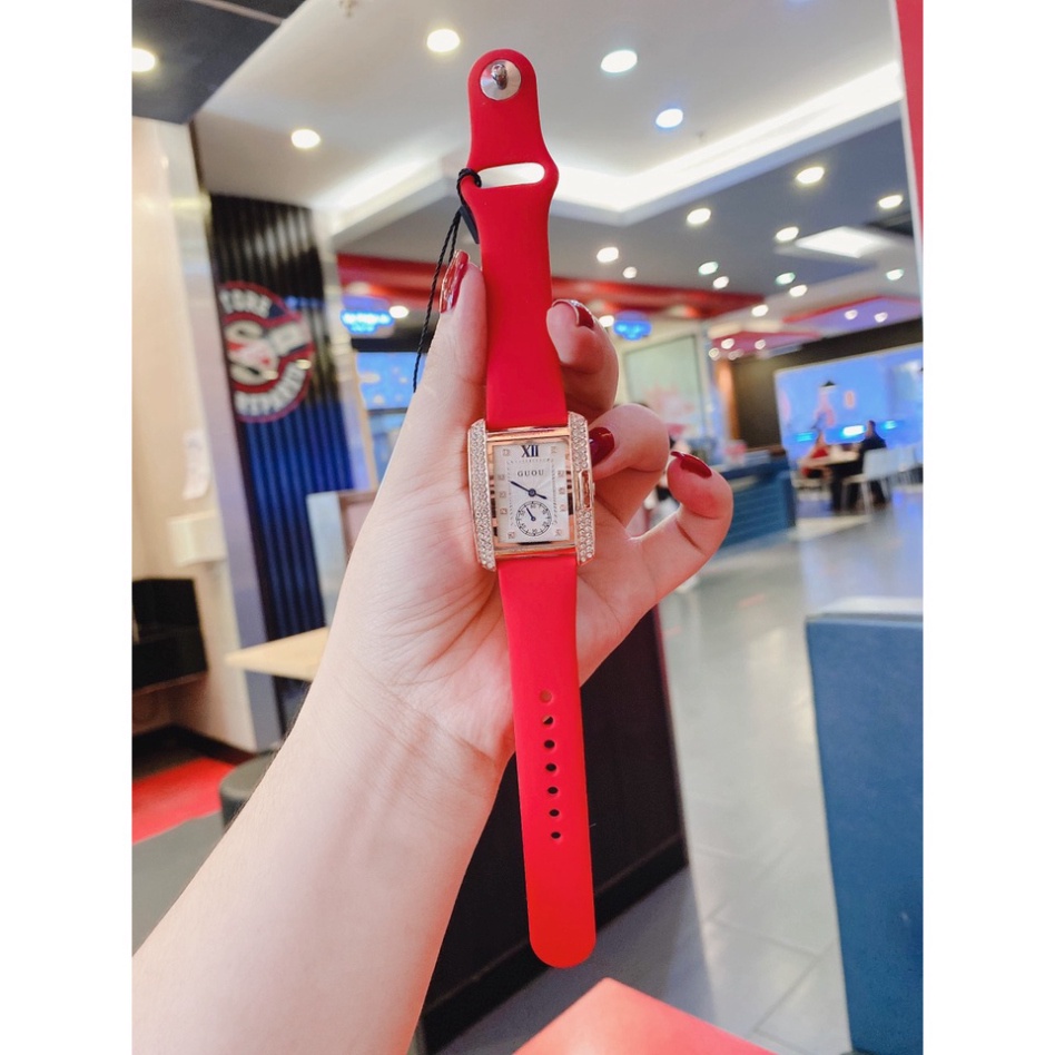 Đồng hồ nữ g.u.o.u quai silicol thông minh , mặt viền đá sang trọng, hình ảnh video tự chụp | BigBuy360 - bigbuy360.vn