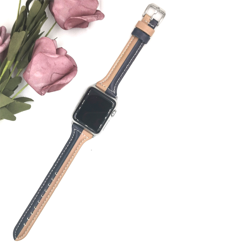 Dây Đeo Da Họa Tiết Sọc Cho Đồng Hồ Thông Minh Apple Watch Se 6 5 4 3 2 Band 38mm 40mm 42mm 44mm