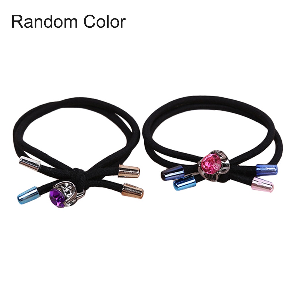 Dây cột tóc hai lớp co dãn nơ đính đá cho nữ