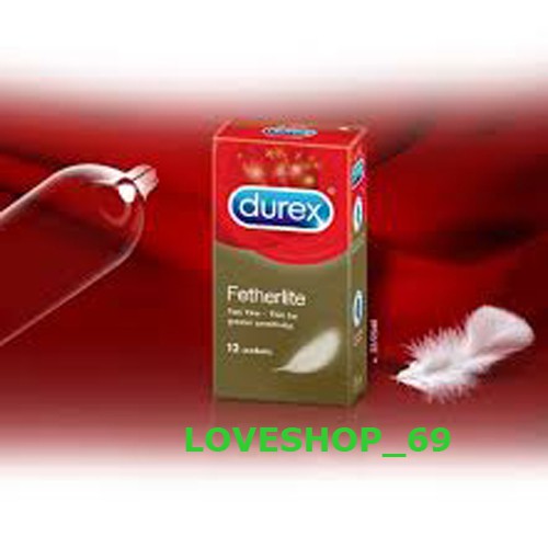 (CHE TÊN)Hộp 12 cái bao cao su Durex Fetherlite