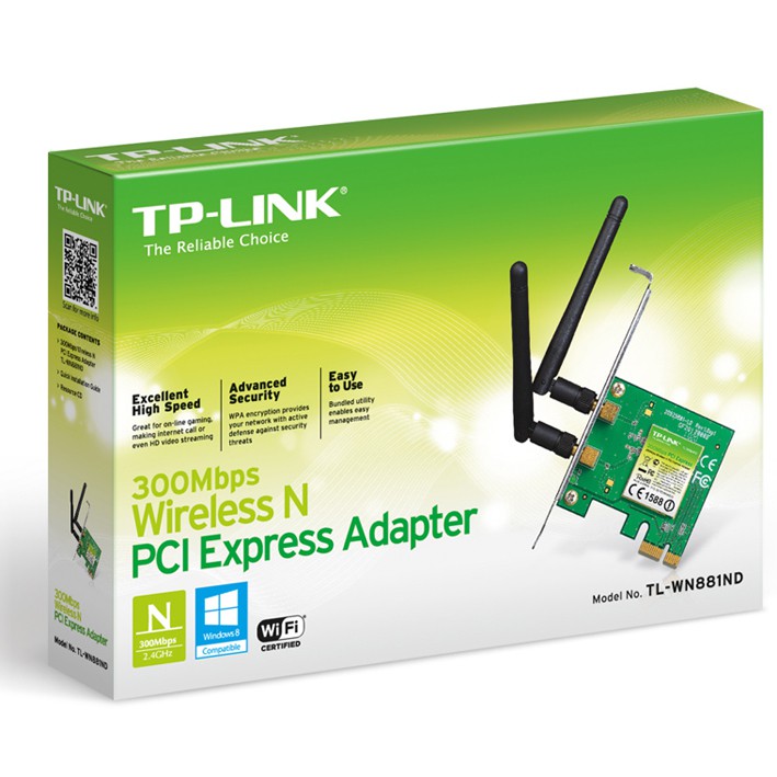 Card thu Wifi TL-WN881ND dành cho PC Chuẩn N Tốc Độ 300Mbps